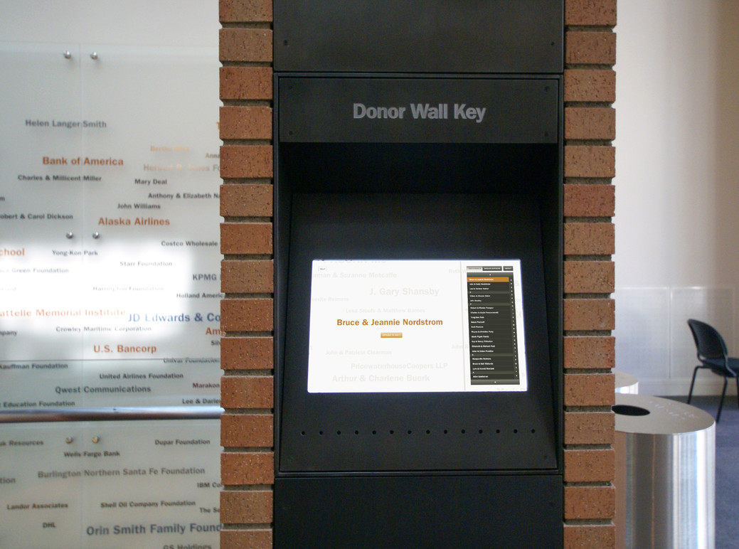 Donor wall kiosk.