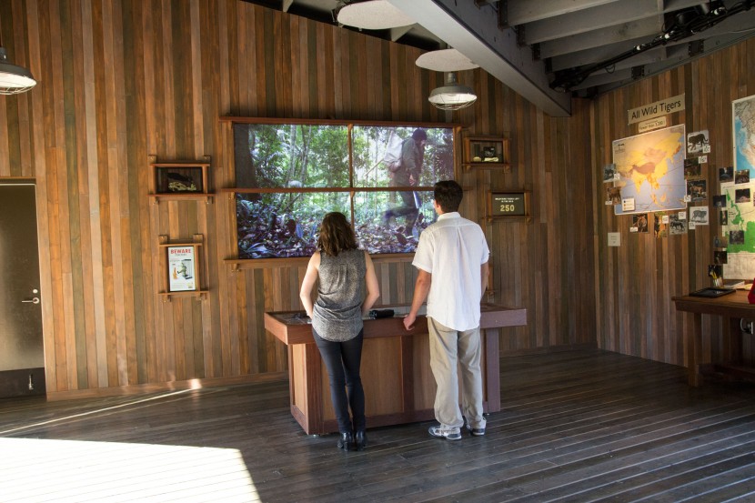 Visitors learn about survival and statistics through short films displayed on a central screen. 