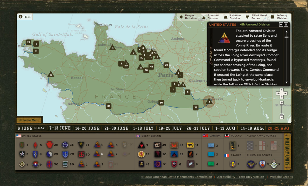 An overlay with detailed information about the selected unit.