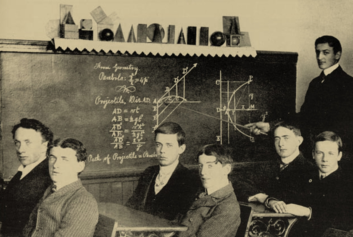 Students pose during a mathematics lecture.