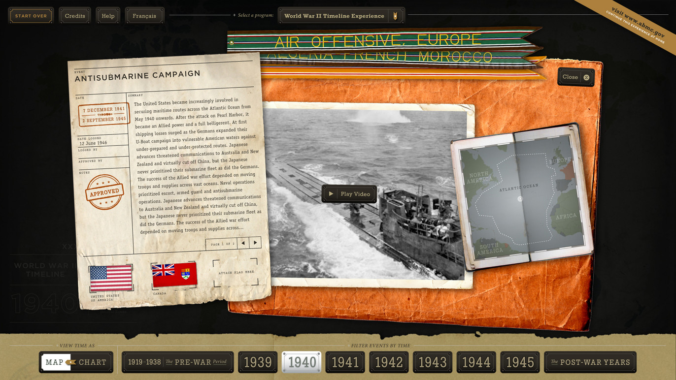 Event detail showing text overview, media player, and inset map.