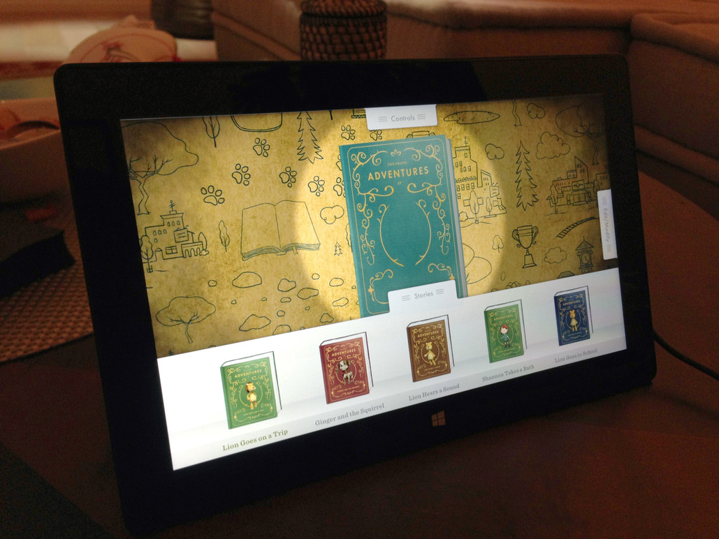 The tablet interface used to collaborate on the story.